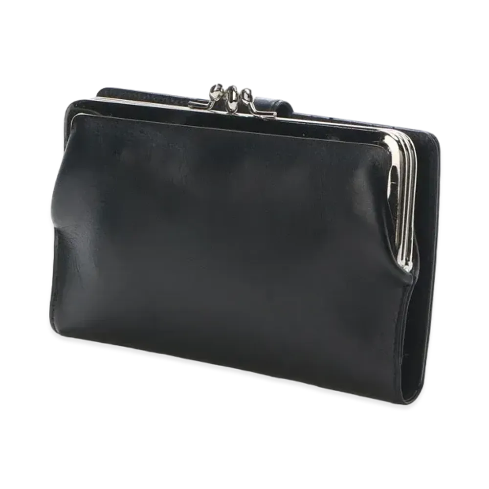 Yohji Yamamoto SEMI GLOSS LEATHER CLASP LONG WALLET "Black"