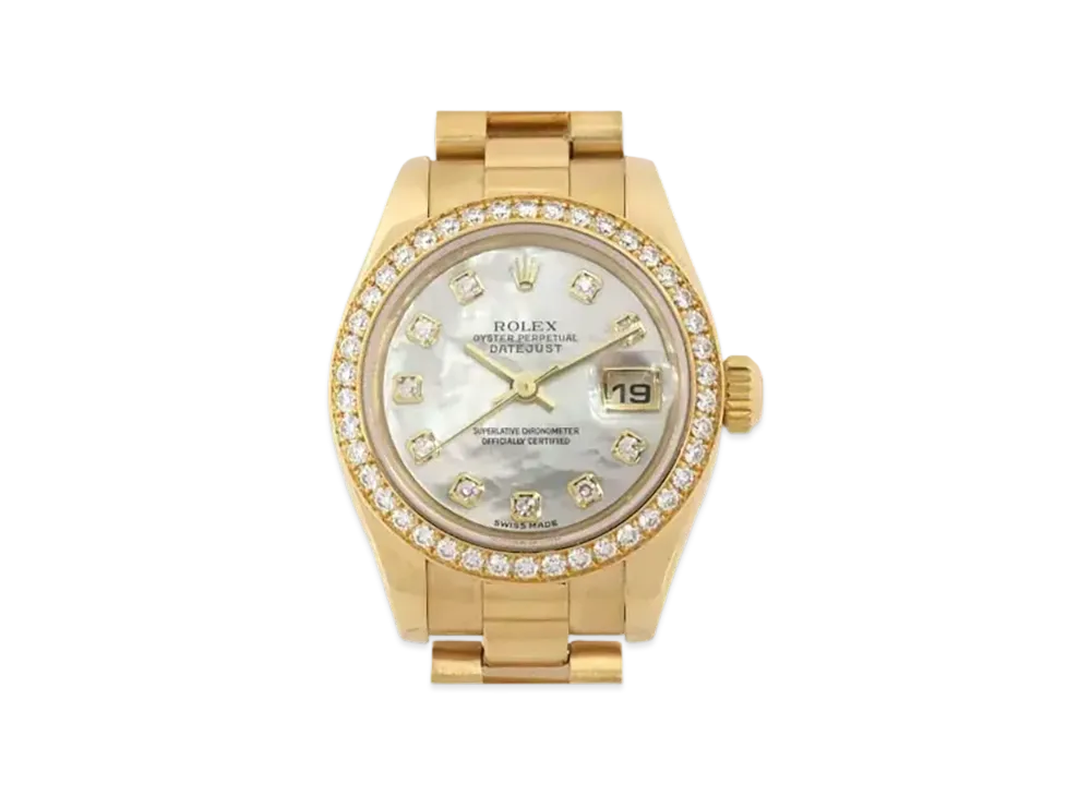 ROLEX Lady-Datejust 10P Diamonds "White Shell/Yellow Gold"