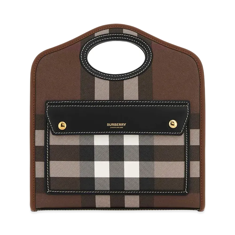 Burberry Women's Printed E-Canvas And Leather Mini Pocket Bag Handbag "Checked"