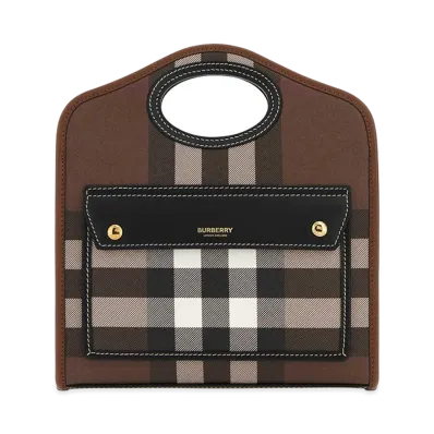 Burberry Women's Printed E-Canvas And Leather Mini Pocket Bag Handbag "Checked"