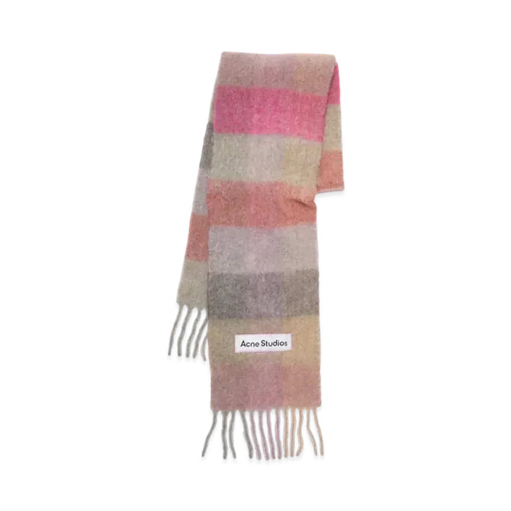 Acne Studios Mohair Check Scarf "Fuchsia/Lilac/Pink"