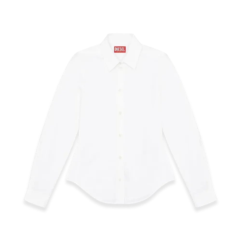 Diesel C-Gisel-P1 Shirt With Logo-Embroidered Collar "White"