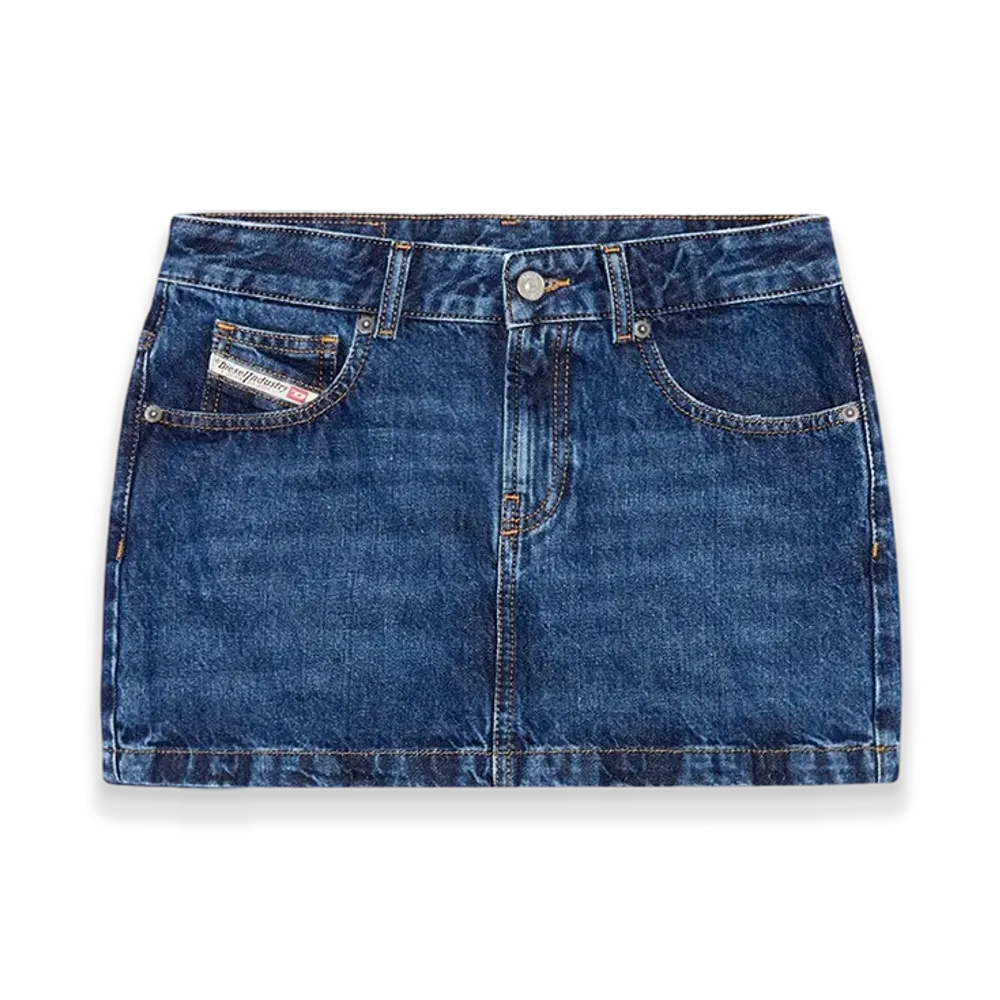 Diesel De-Ron Mini Skirt In Denim "Dark Blue"