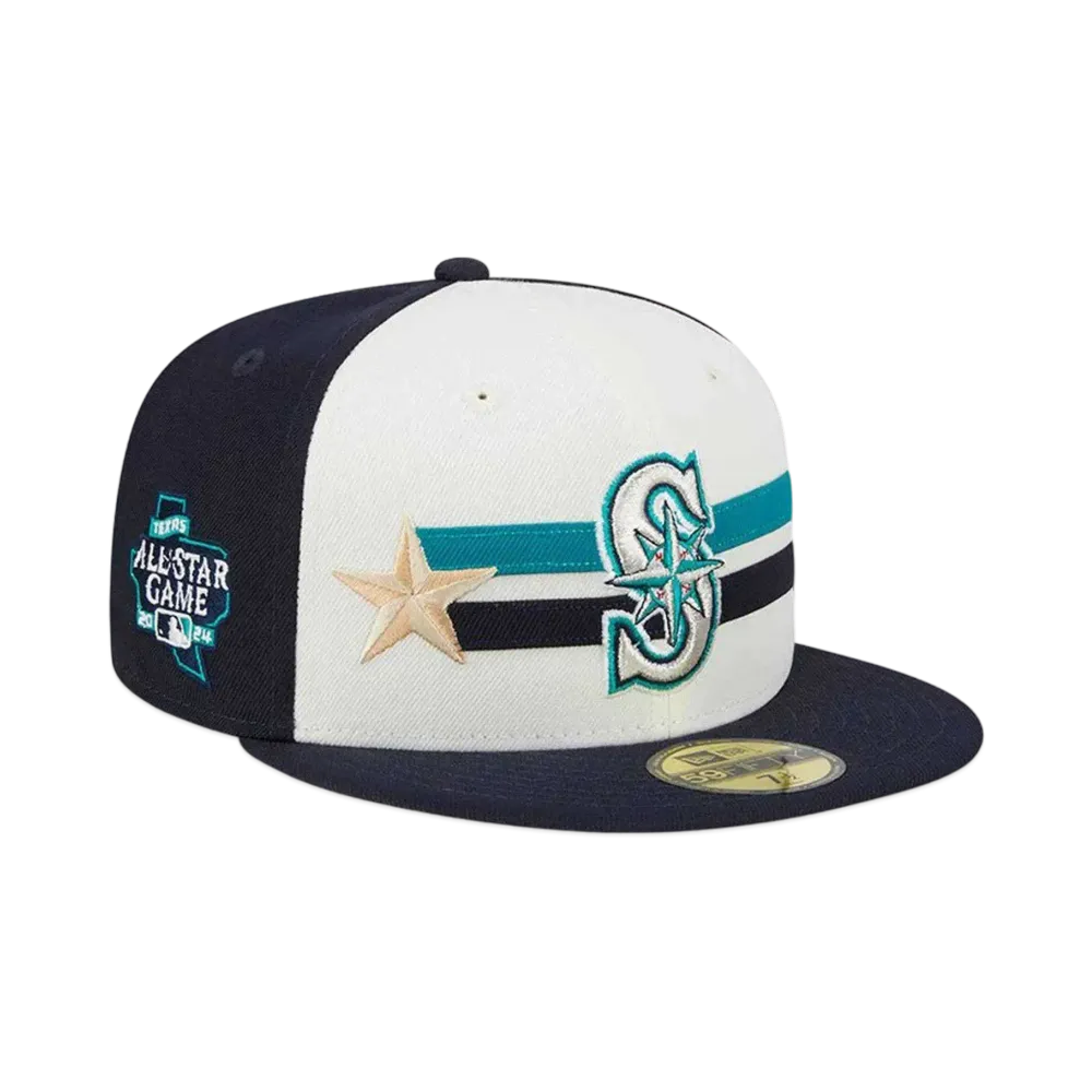 NEW ERA 59Fifty On-Field 2024 MLB All-star Game Workout Seattle Mariners "Chrome White/Navy"