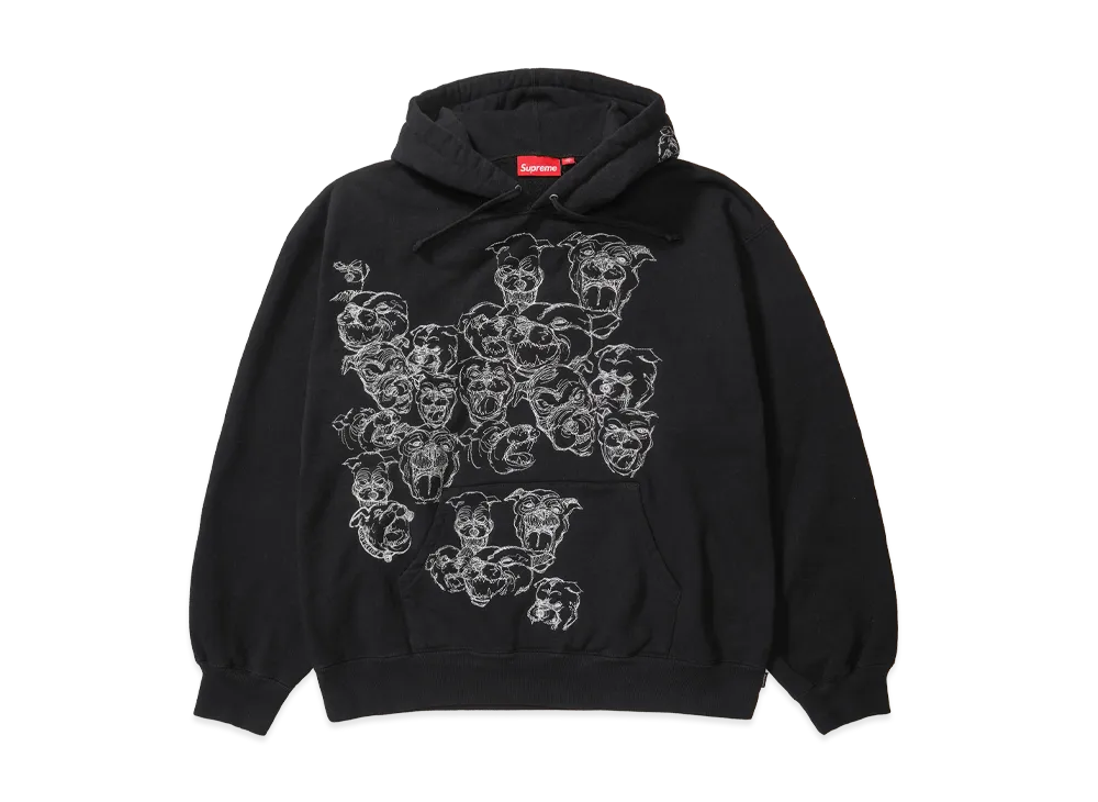 Supreme Pitbulls Embroidered Hooded Sweatshirt "Black"