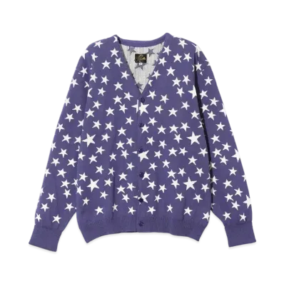 NEEDLES V Neck Cardigan - PE/Washi Knit / Star "Purple"