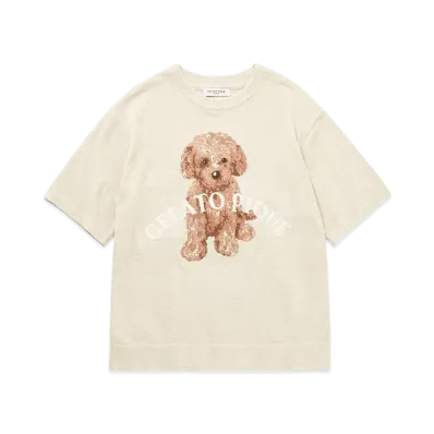 GELATO PIQUE Homme Toy Poodle Jacquard Pullover "Beige"