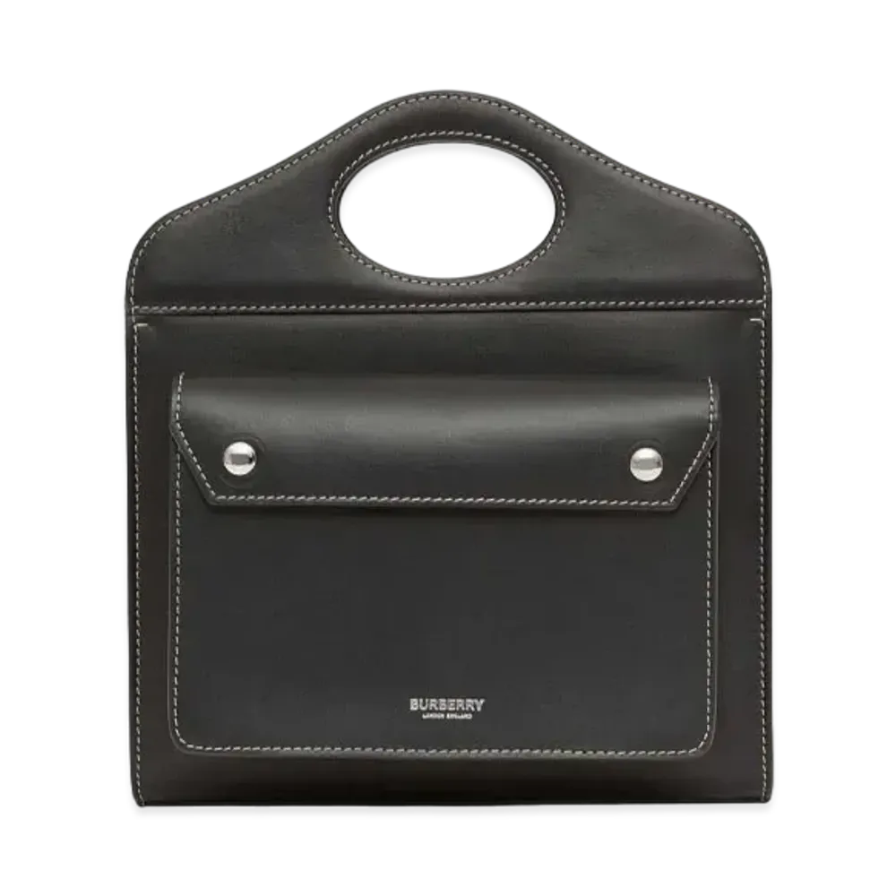 Burberry Mini Topstitched Leather Pocket Bag "Black"