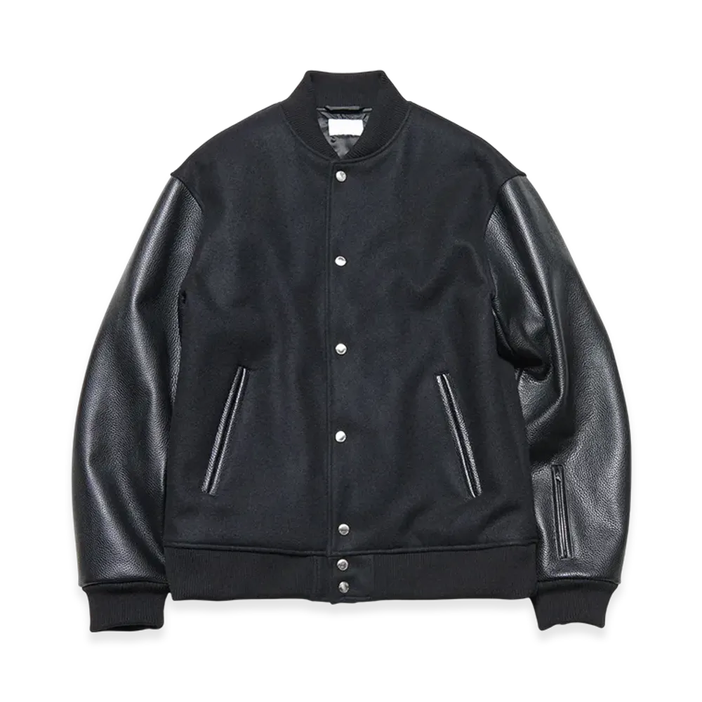 SOPHNET. Melton Lambswool Varsity Jacket "Black"