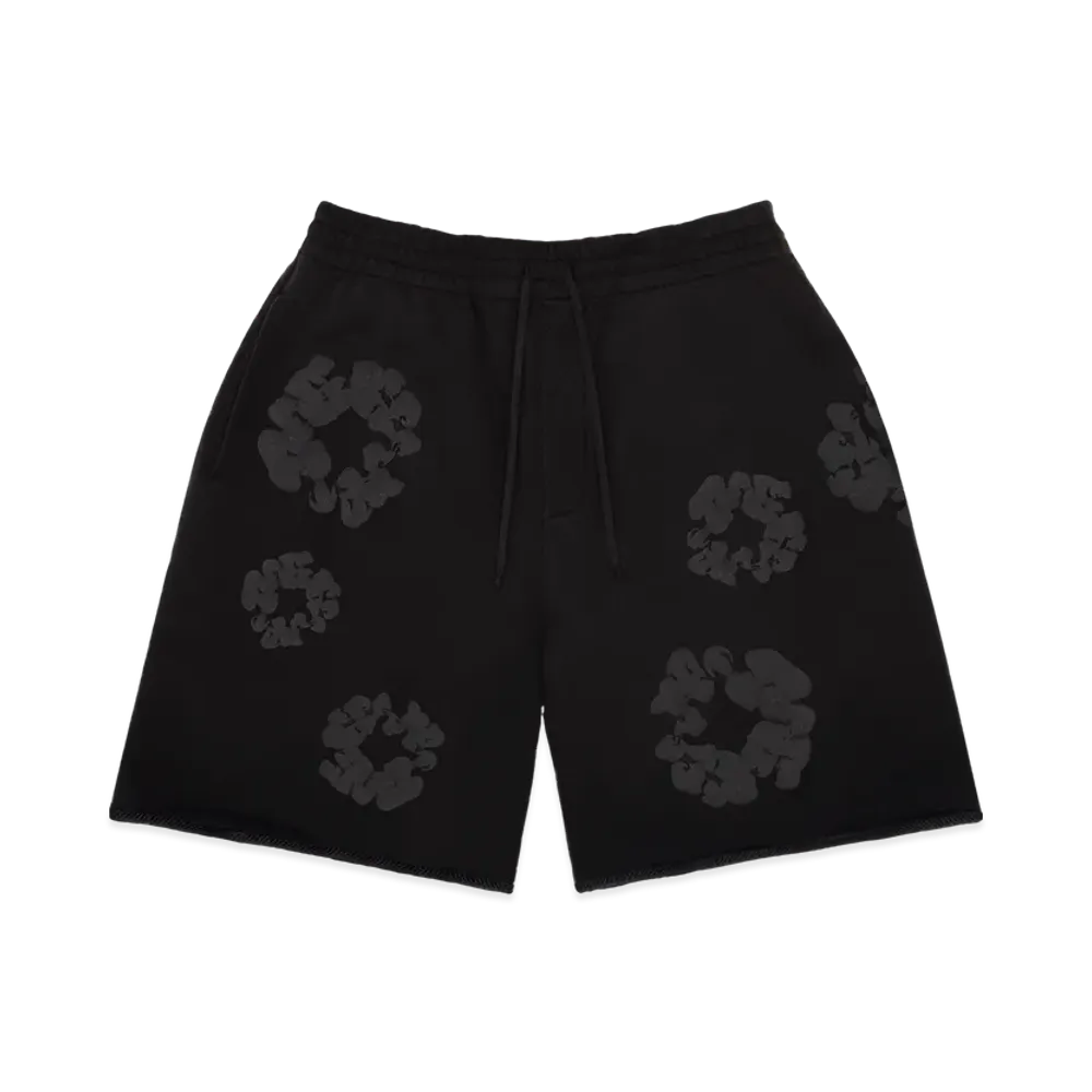 DENIM TEARS Faded Mono Cotton Wreath Sweatshorts "Black"