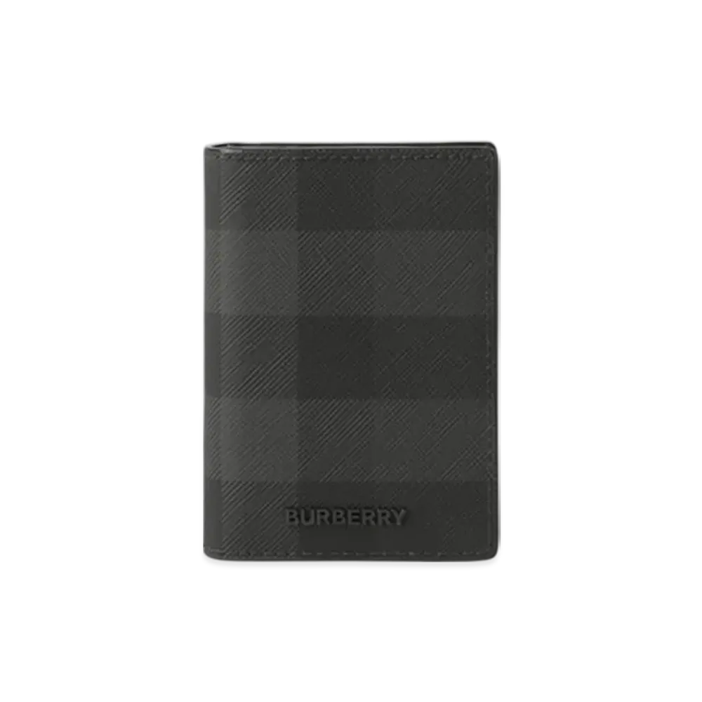Burberry Check Folding Card Case "Charcoal"
