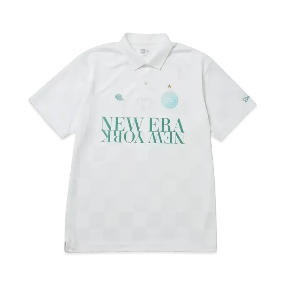 NEW ERA Golf Short Sleeve Polo Shirt Checker Pattern "White"
