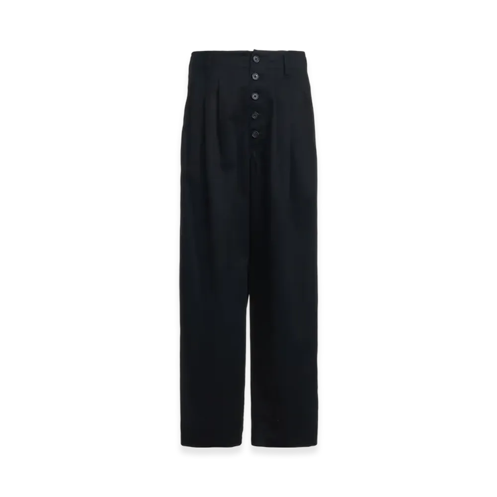 S'YTE Cotton Twill 3-Tuck Wide Trousers With Side Stripes "Black"