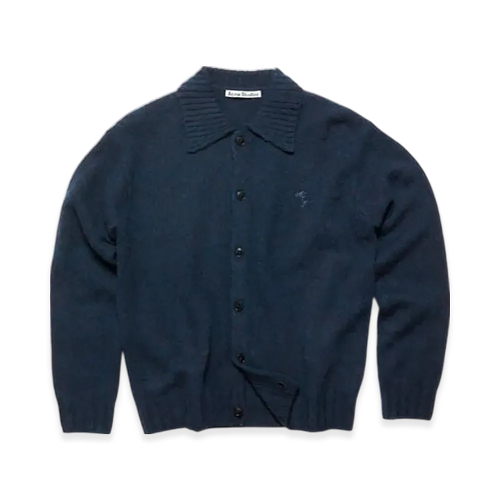 Acne Studios Polo Wool Cardigan "Deep Blue Melange"