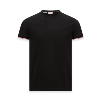 MONCLER Tricolor-Trimmed Cotton T-Shirt "Black"
