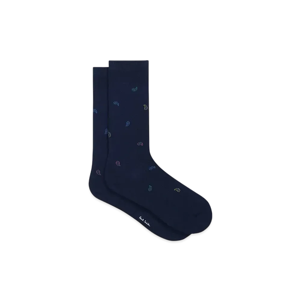 Paul Smith Small Paisley Socks "Navy"