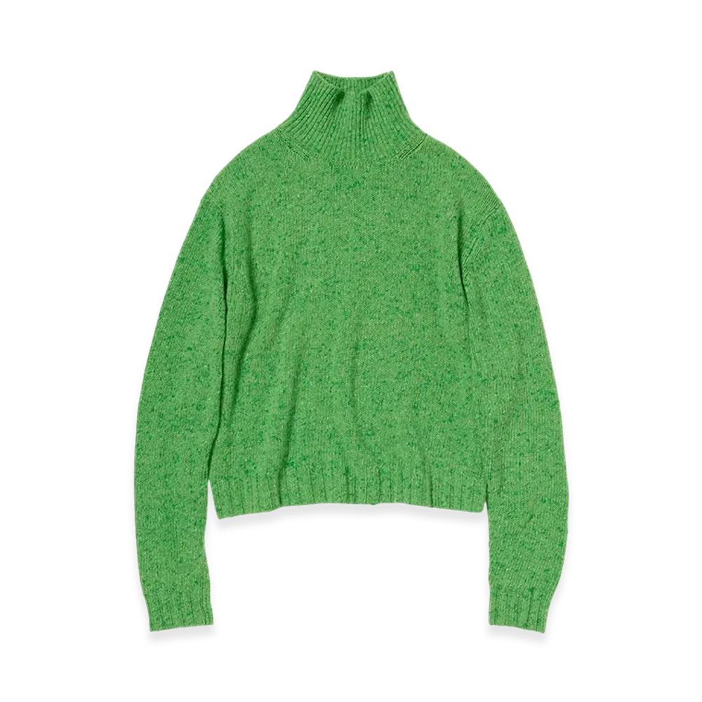 AURALEE Cashmere Melange Knit Turtle "Top Green"