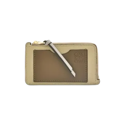 LOEWE Coin Card Holder Soft Grain Calf "Laurel Green/Dark Khaki Green"