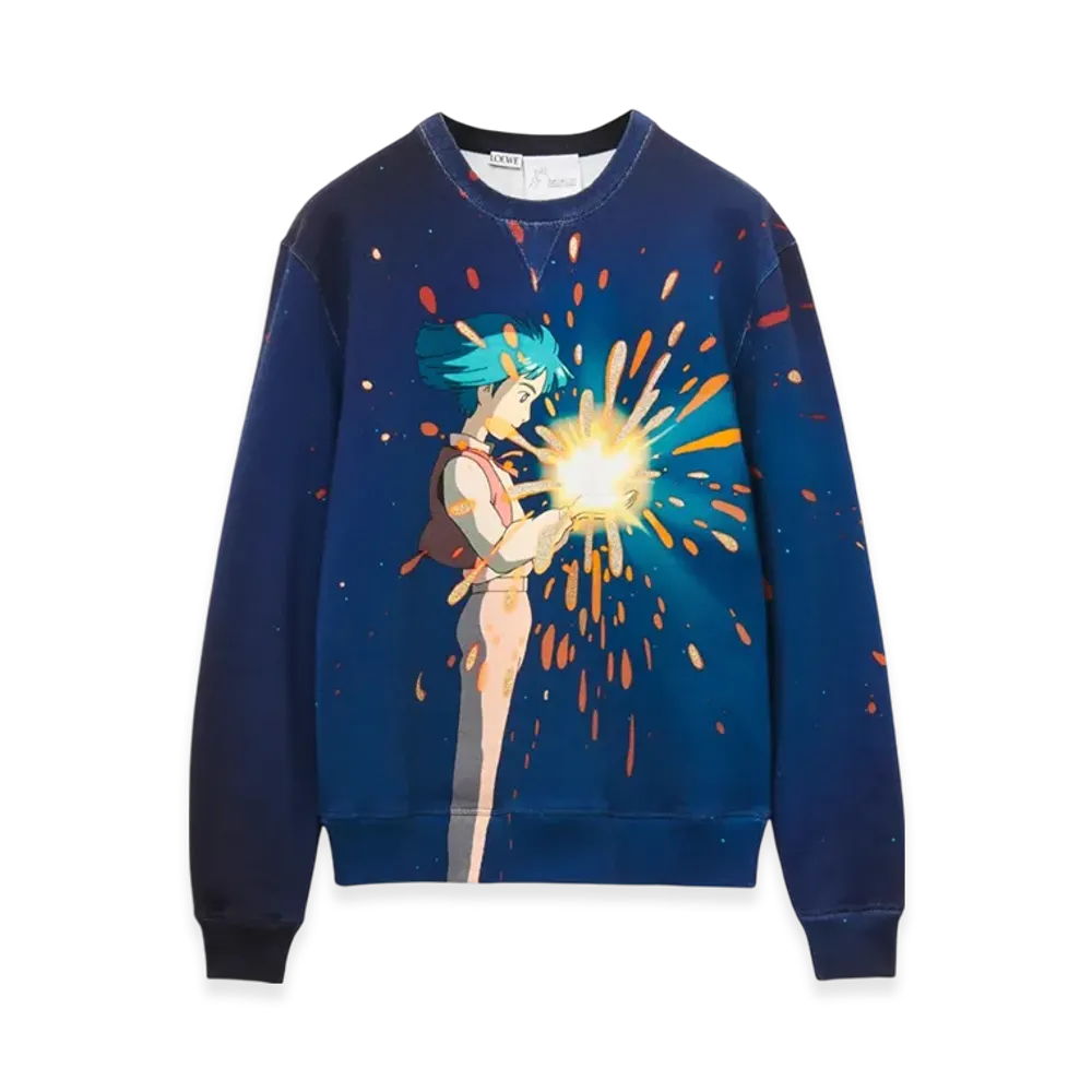 LOEWE x Howl's Moving Castle Magical Sky Sweatshirt in Cotton "Petroleum"