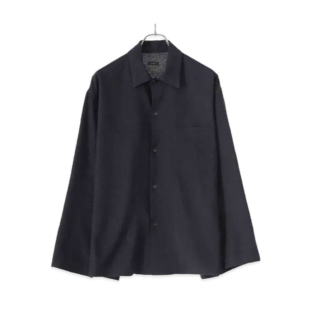 COMOLI Cashmere Japanese Paper Shirt Jacket "Navy"