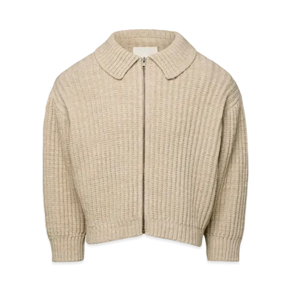 Maison Margiela Men's Distorted Knit Zip Sweater "Ecru"