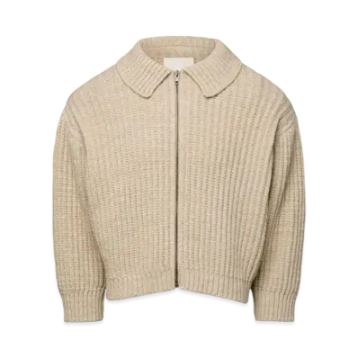 Maison Margiela Men's Distorted Knit Zip Sweater "Ecru"