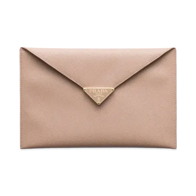 PRADA Saffiano Leather Envelope Clutch "Powder Pink"
