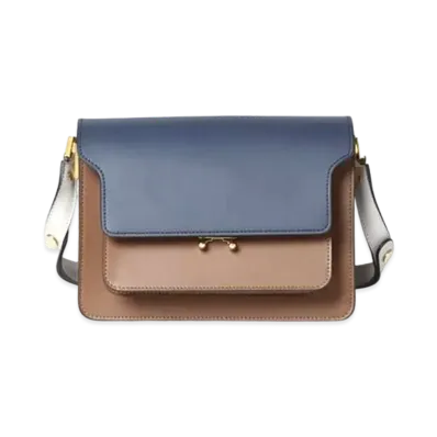 Marni TRUNK Bag in Smooth Calf "Blue/Brown/White"