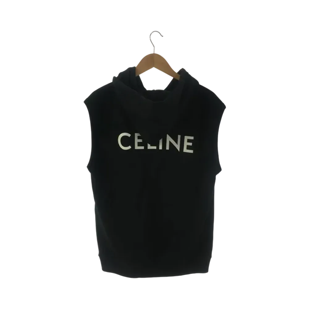 CELINE Sleeveless Cotton Zip Hoodie "Black"