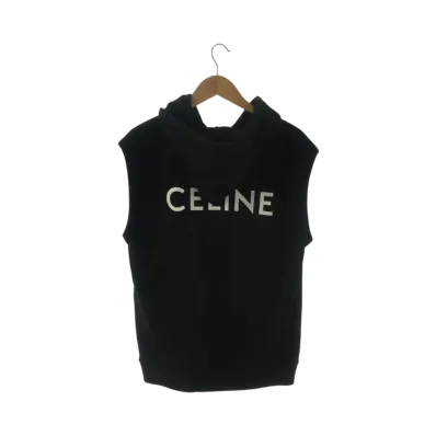 CELINE Sleeveless Cotton Zip Hoodie "Black"