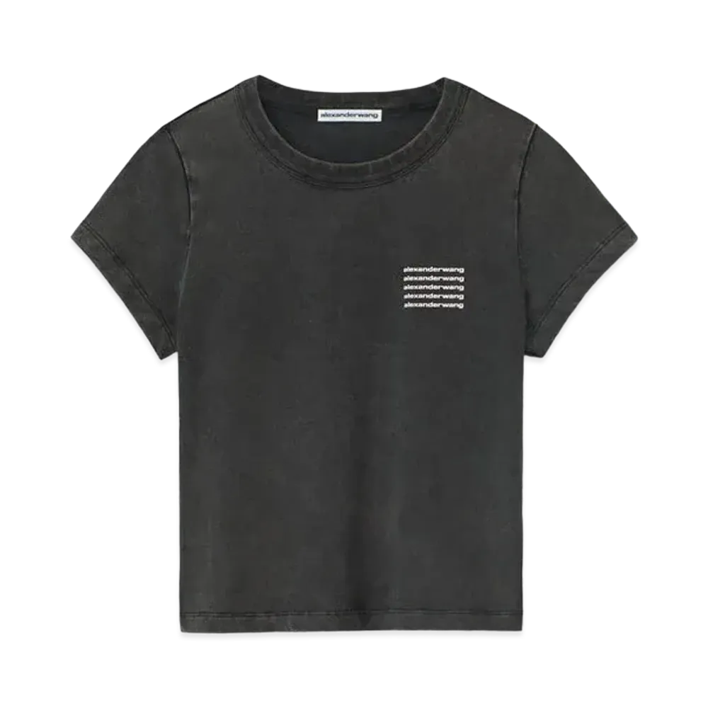 Alexander Wang Acid Wash Jersey Shrunken T-shirt "Acid Black"