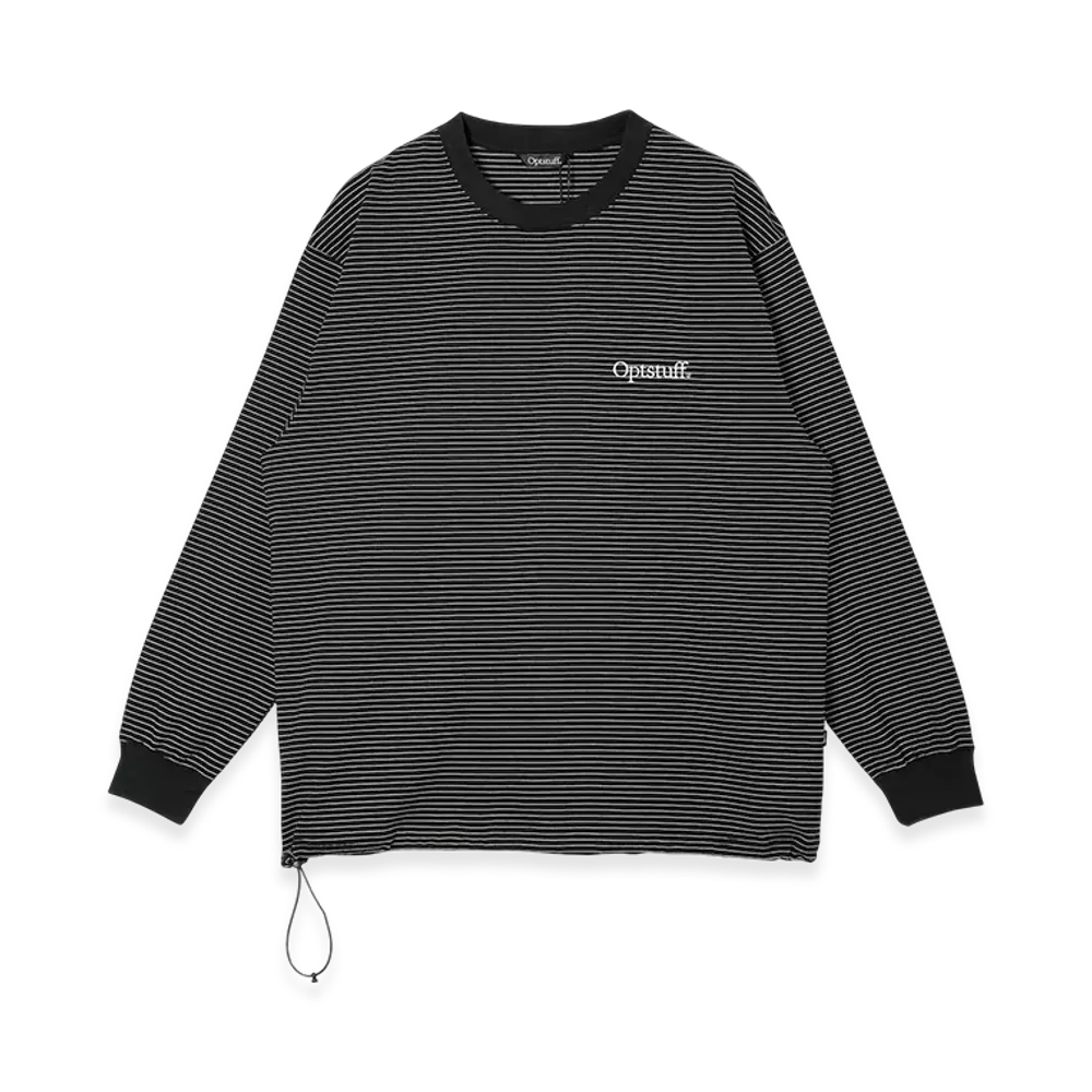 オプトスタフ ドローストリング ボーダーロングスリーブ Tシャツ "ブラック"