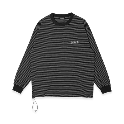Optstuff Drawstring Border Long Sleeve T-Shirt "Black"