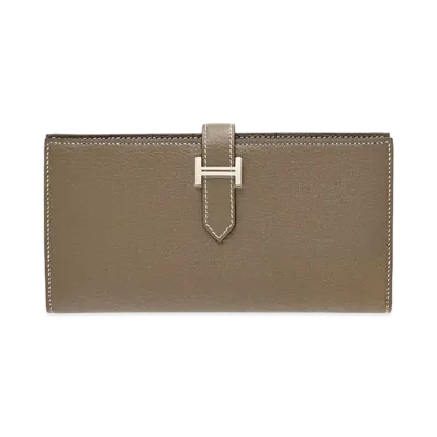 Hermes Bearn Soufflet Chevre Mysore "Etoupe/Silver"