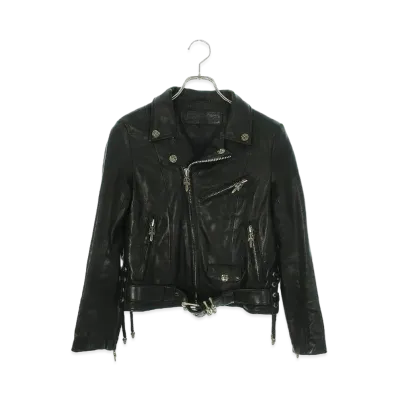 Chrome Hearts x COMME des GARCONS JJ DEAN Lining Ruffles Dagger Zip Riders Leather Jacket "Black"