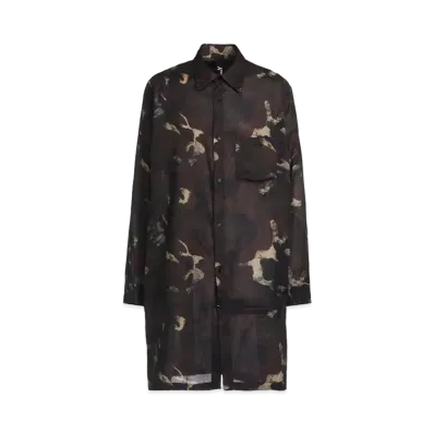 Ground Y Camouflage Pattern Viyella Left Front Zipper Slit Shirt "Khaki"