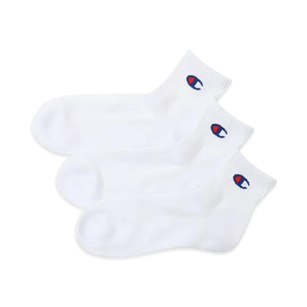 Champion 3-Pair Quarter Length Socks "White"