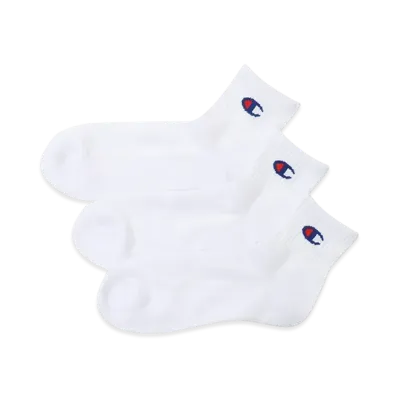 Champion 3-Pair Quarter Length Socks "White"