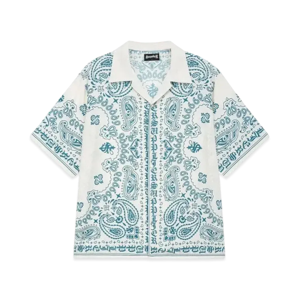 SUPPLIER Bandana Open Collar Shirt "Blue"