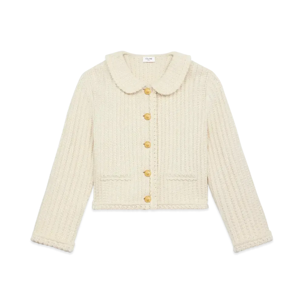 CELINE Women's Cardigan Jacket in Cotton "Off White"