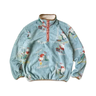 KAPITAL COUNTRY CALENDAR PATTERN FLEECE SNAP T "Sax"