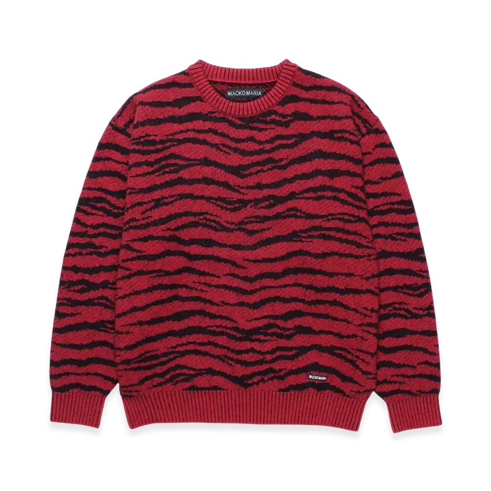 WACKO MARIA Tiger Mohair Jacquard Knit Sweater "Red"