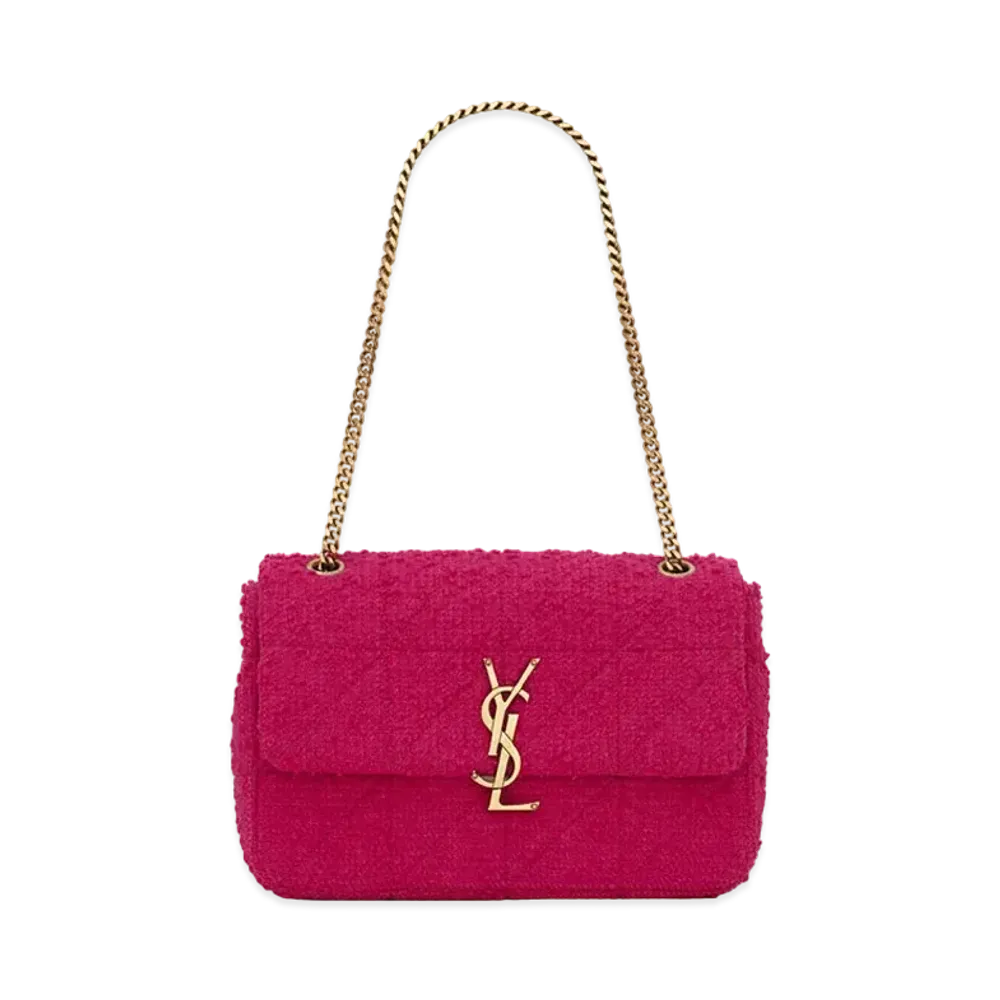 Saint Laurent Jamie Medium Carre Rive Gauche In Boucle Tweed "Magenta"