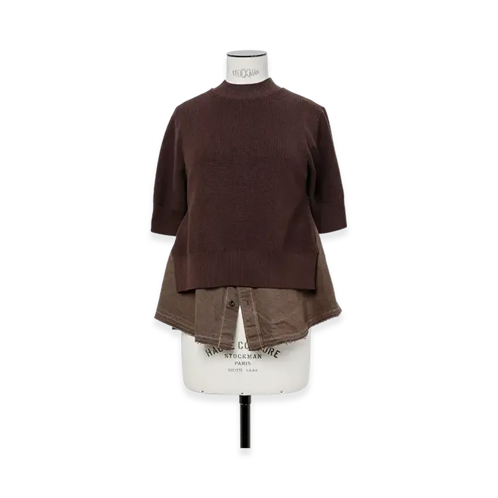 sacai Denim x Knit Pullover "Brown"