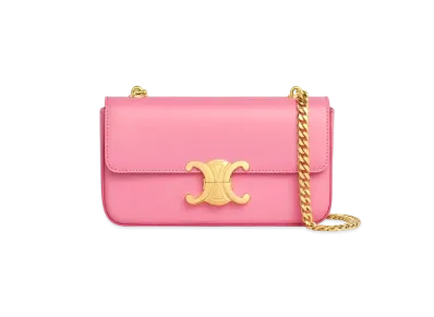CELINE Chain Shoulder Bag Triomphe in Shiny Calfskin "Flamingo"