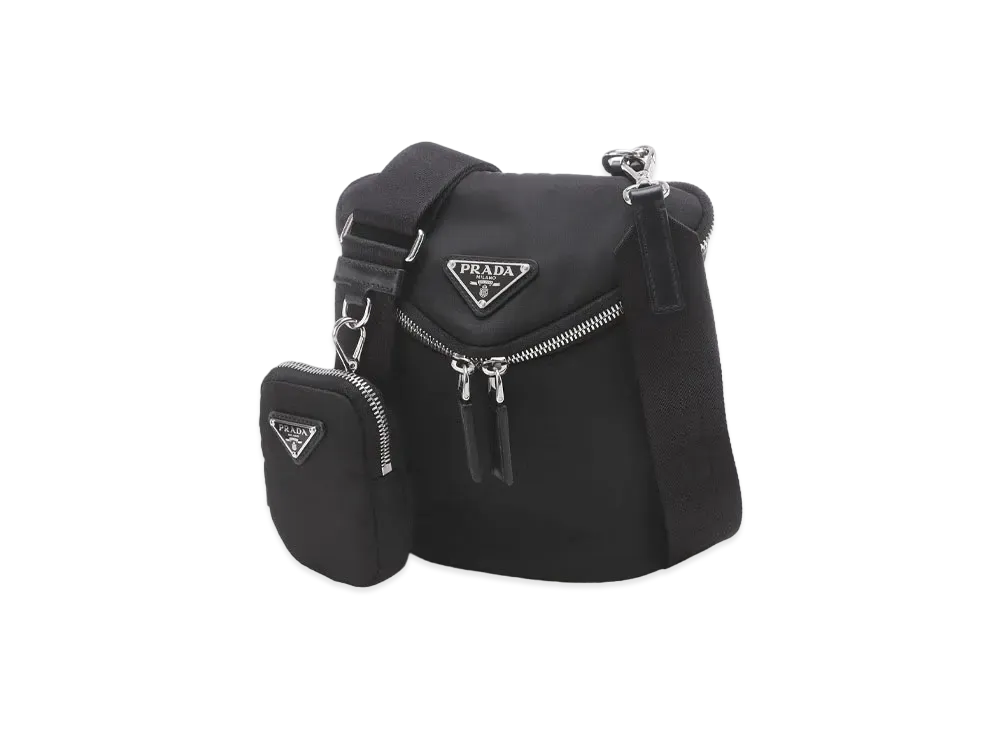 PRADA Re-Nylon x Leather Shoulder Bag "Black"
