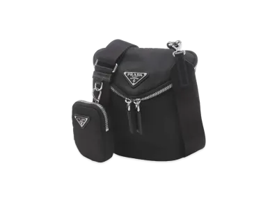 PRADA Re-Nylon x Leather Shoulder Bag "Black"