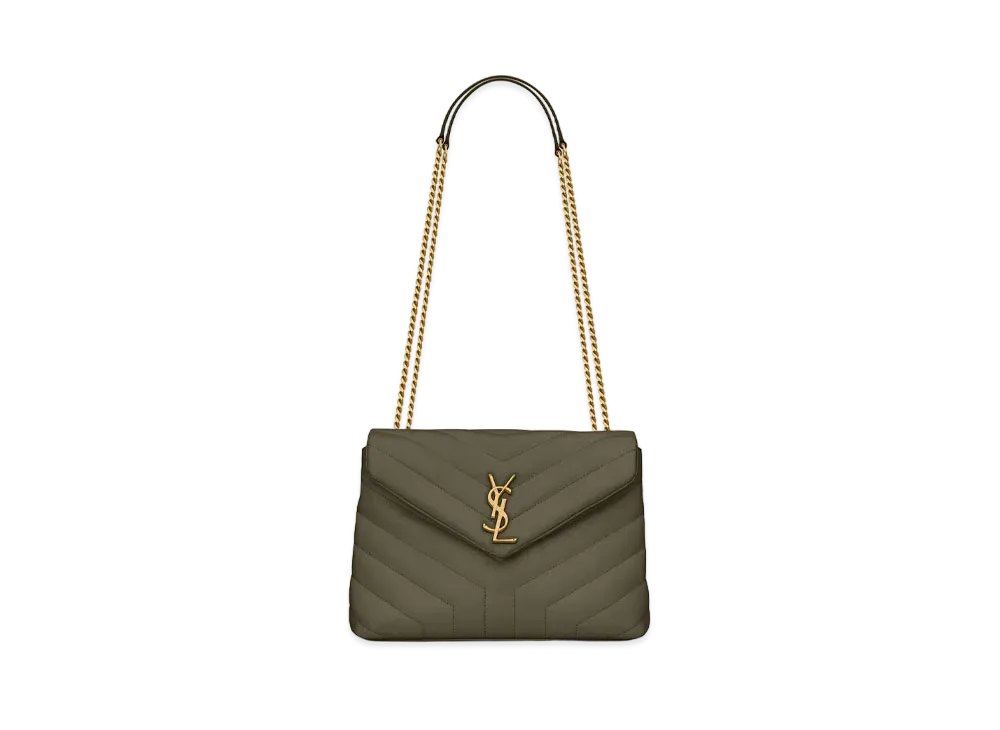 SAINT LAURENT Loulou Small Bag In Matelasse Y Leather "Gray Khaki"