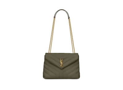 SAINT LAURENT Loulou Small Bag In Matelasse Y Leather "Gray Khaki"