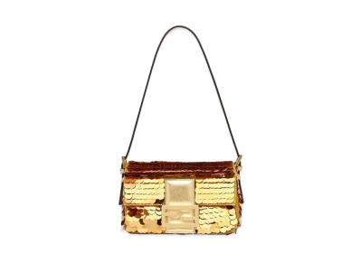 FENDI Baguette 1997 Small Color Leather & Sequins Bag "Gold"